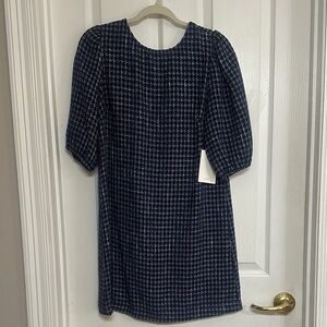 Elegant Navy Checkered Dress